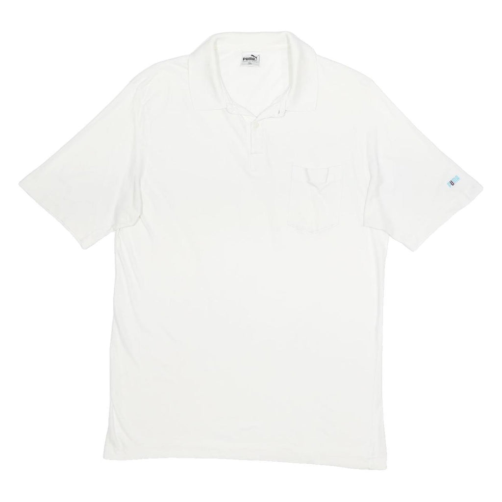 PUMA Mens White Short Sleeve Plain Polo Shirt XL Cotton Blend Casual