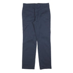 DICKIES Mens Navy Regular Fit Straight Trousers Cotton Blend W32 L30 Workwear