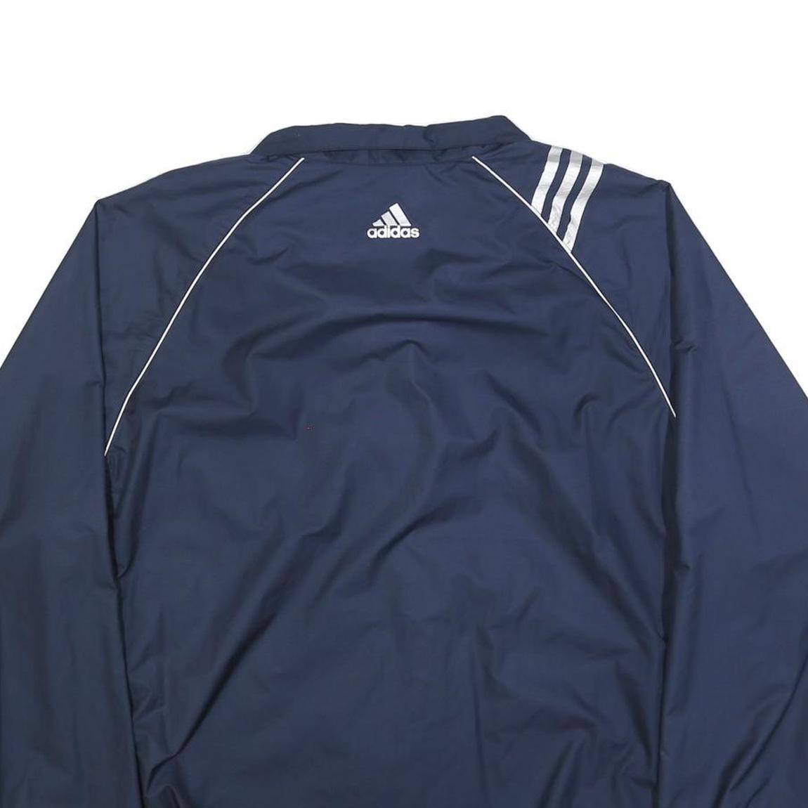 ADIDAS Mens Navy Blue Industrial Packaging Logo Zip Up Jacket L Polyester Blend