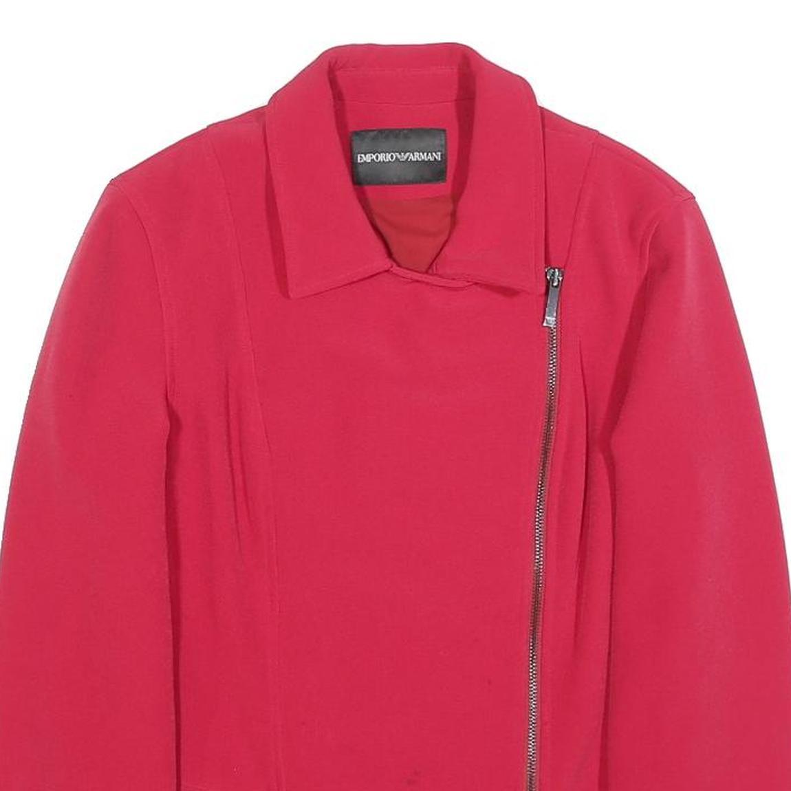 EMPORIO ARMANI Womens Red Jacket XS Zip Pocket Classic Stylish Elegant