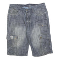 SOUTHERN Mens Denim Cargo Shorts Blue M W32 Cotton Blend Casual Pockets Button