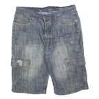 SOUTHERN Mens Denim Cargo Shorts Blue M W32 Cotton Blend Casual Pockets Button