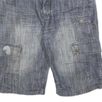 SOUTHERN Mens Denim Cargo Shorts Blue M W32 Cotton Blend Casual Pockets Button