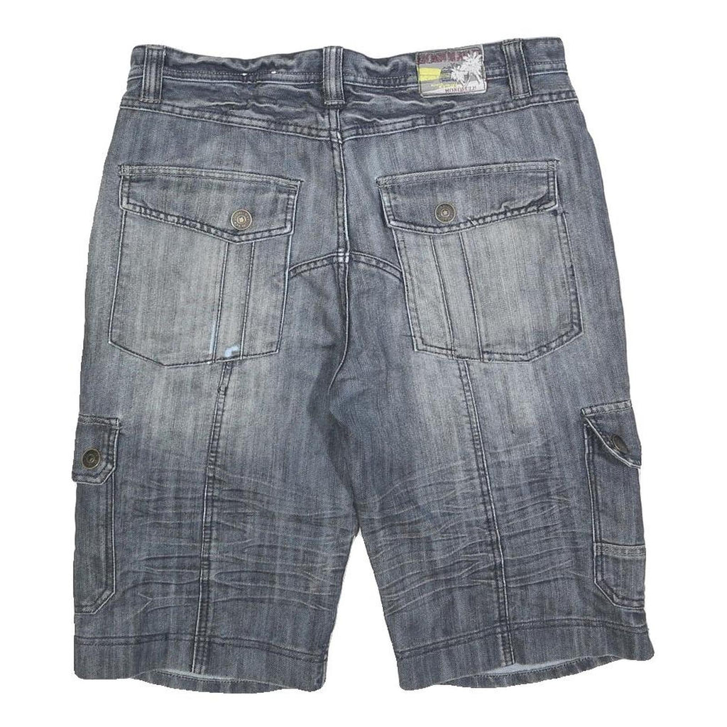 SOUTHERN Mens Denim Cargo Shorts Blue M W32 Cotton Blend Casual Pockets Button