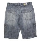 SOUTHERN Mens Denim Cargo Shorts Blue M W32 Cotton Blend Casual Pockets Button