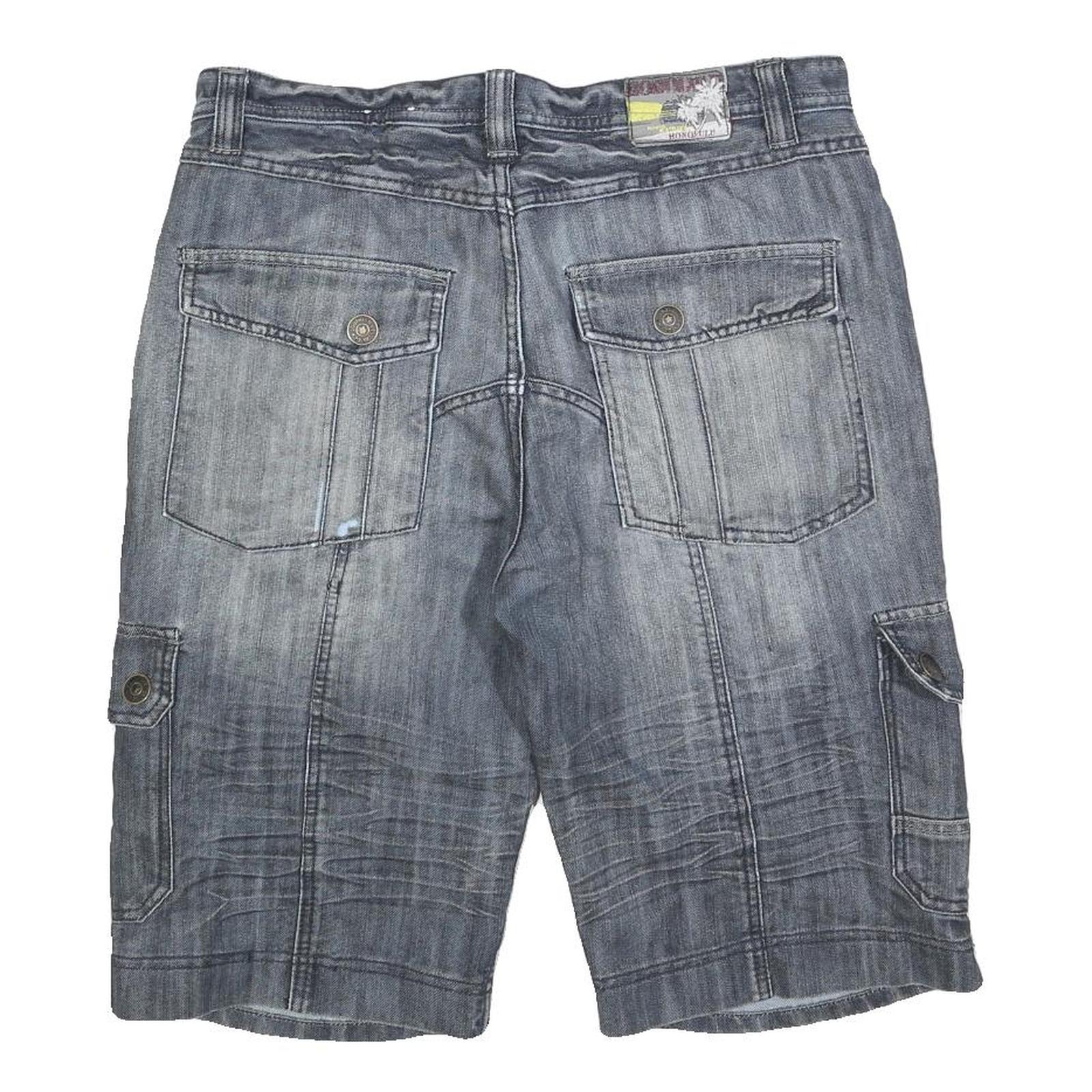 SOUTHERN Mens Denim Cargo Shorts Blue M W32 Cotton Blend Casual Pockets Button