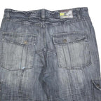 SOUTHERN Mens Denim Cargo Shorts Blue M W32 Cotton Blend Casual Pockets Button
