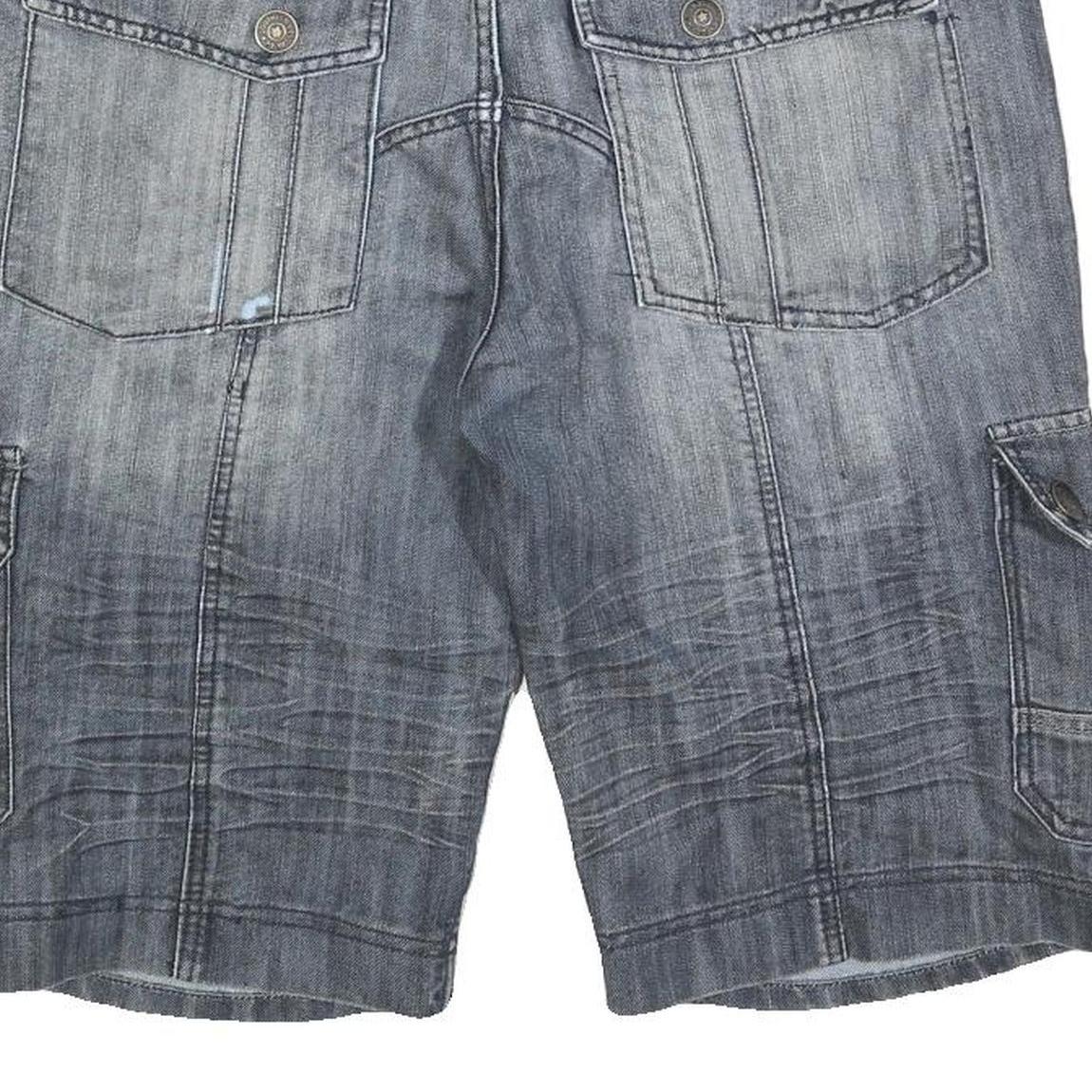 SOUTHERN Mens Denim Cargo Shorts Blue M W32 Cotton Blend Casual Pockets Button