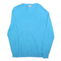ROYAL CLASS Mens Blue Plain Jumper Crew Neck Basic Knit XL Cotton Lightweight