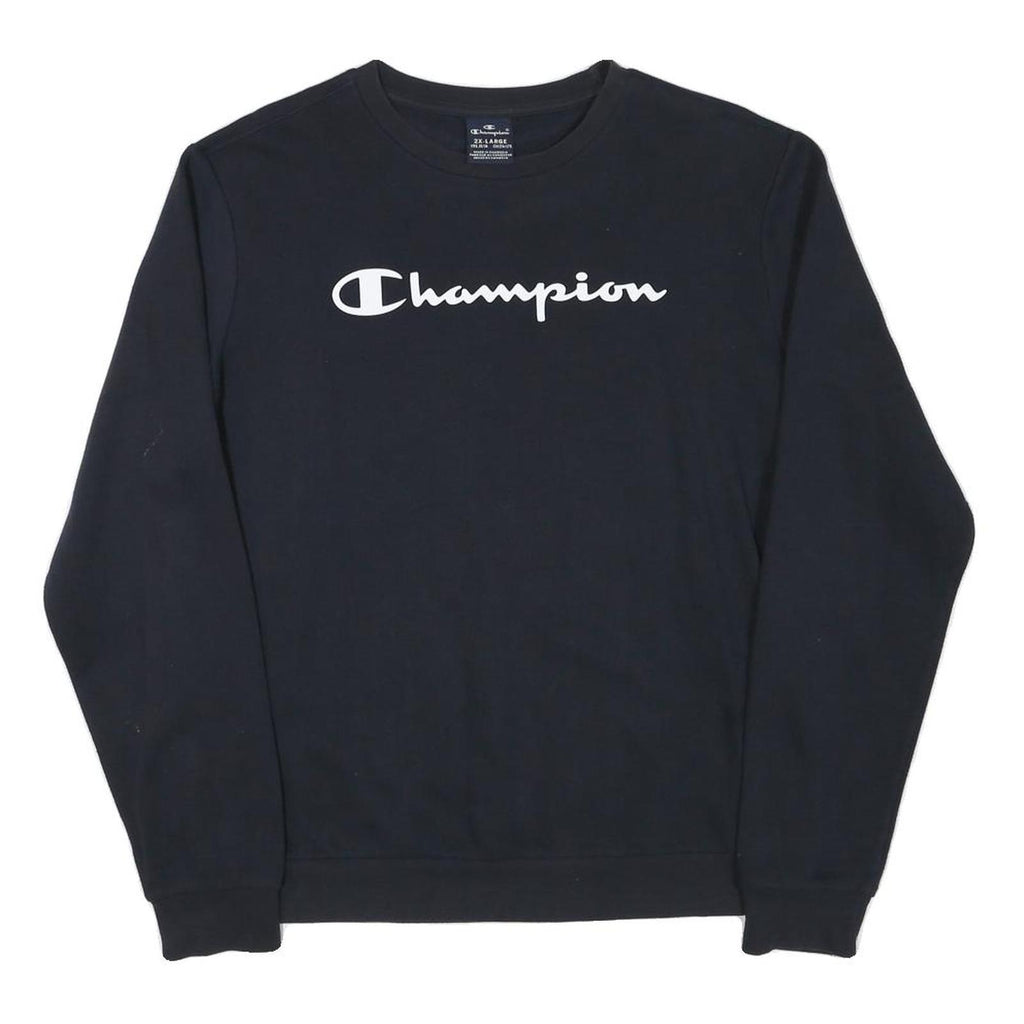 CHAMPION Boys Black Cotton Blend Crew Neck 2XL Logo Print Sweatshirt