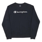 CHAMPION Boys Black Cotton Blend Crew Neck 2XL Logo Print Sweatshirt