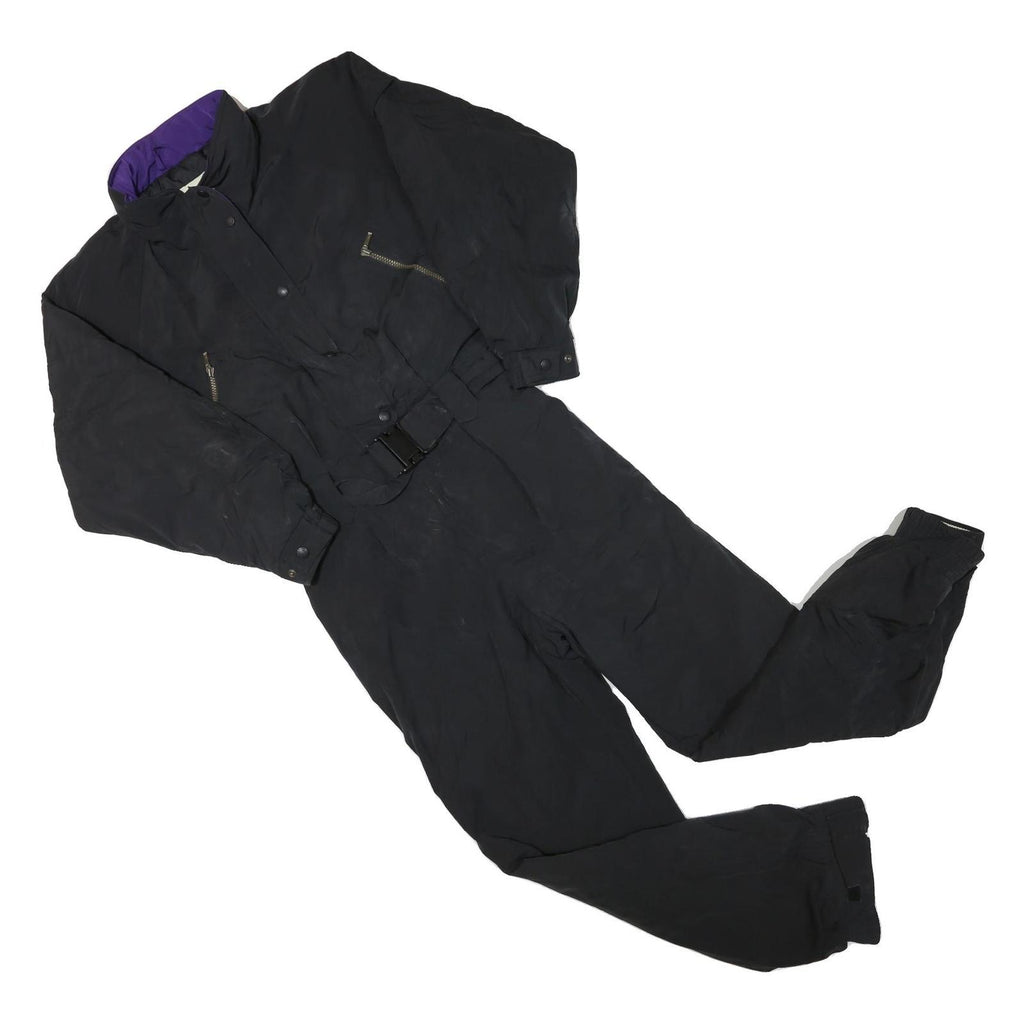 EDDIE BAUER Womens Black Dungarees Regular Fit Polyester Blend S W28 L29 Belted