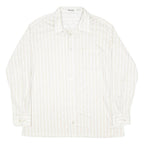 LIBERO Mens White & Cream Stripe Shirt L Long Sleeve Button Casual Shirt