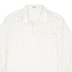 LIBERO Mens White & Cream Stripe Shirt L Long Sleeve Button Casual Shirt