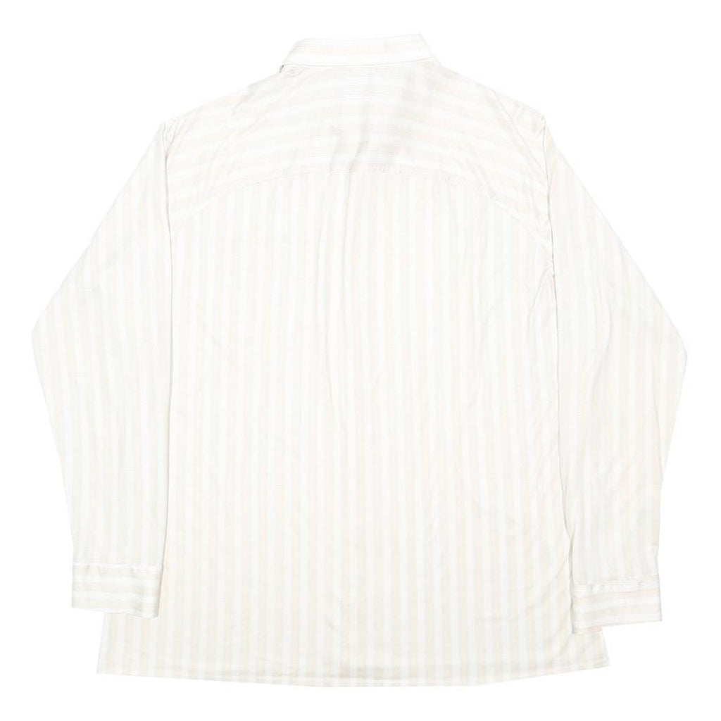 LIBERO Mens White & Cream Stripe Shirt L Long Sleeve Button Casual Shirt