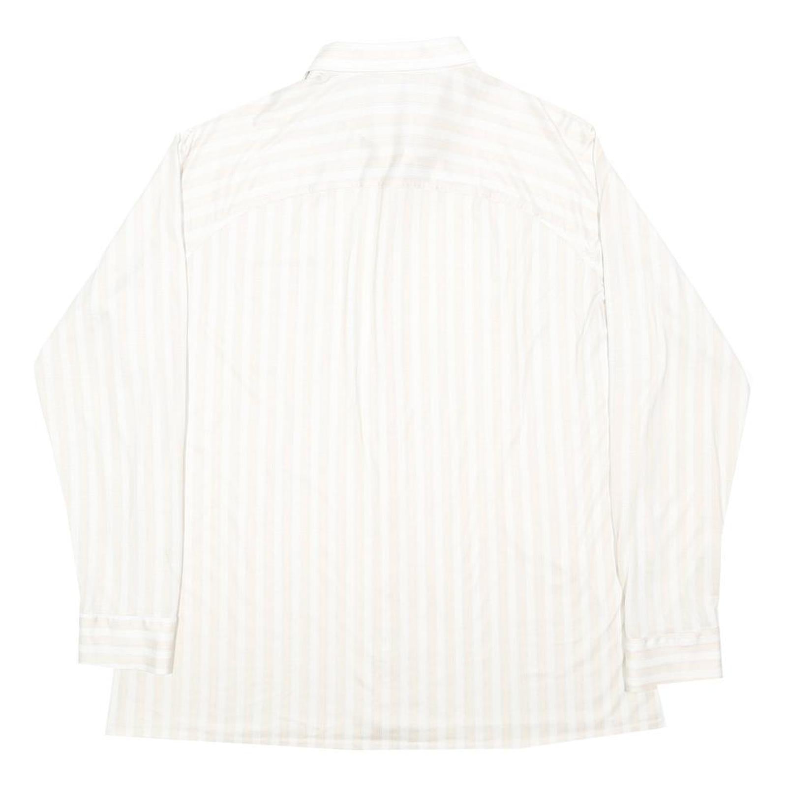 LIBERO Mens White & Cream Stripe Shirt L Long Sleeve Button Casual Shirt