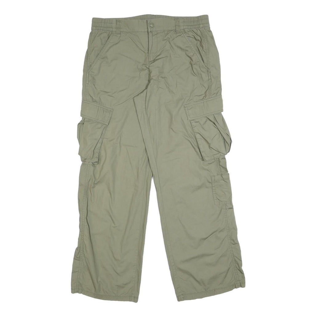 H&M Womens Relaxed Khaki Cargo Trousers W34 L32 Zip Pocket Casual Cotton Blend