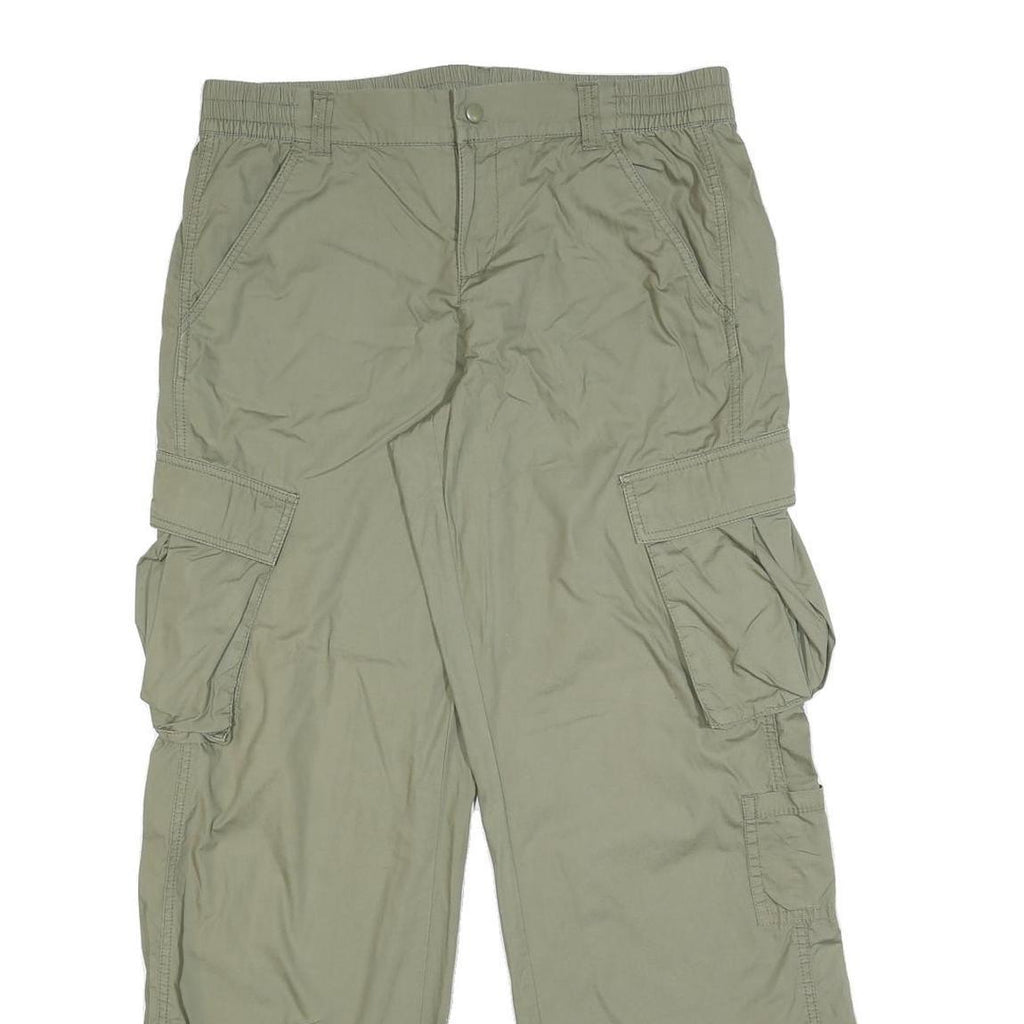 H&M Womens Relaxed Khaki Cargo Trousers W34 L32 Zip Pocket Casual Cotton Blend
