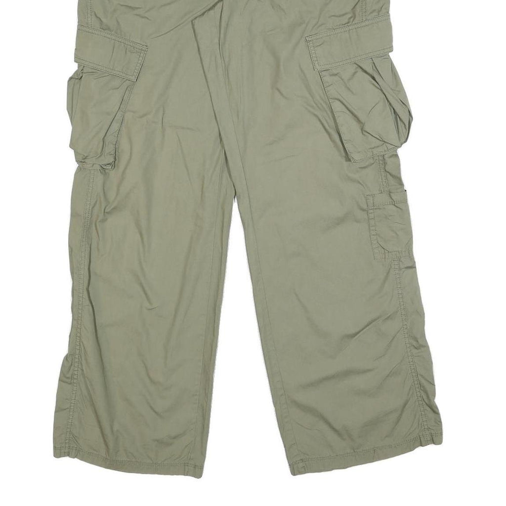 H&M Womens Relaxed Khaki Cargo Trousers W34 L32 Zip Pocket Casual Cotton Blend
