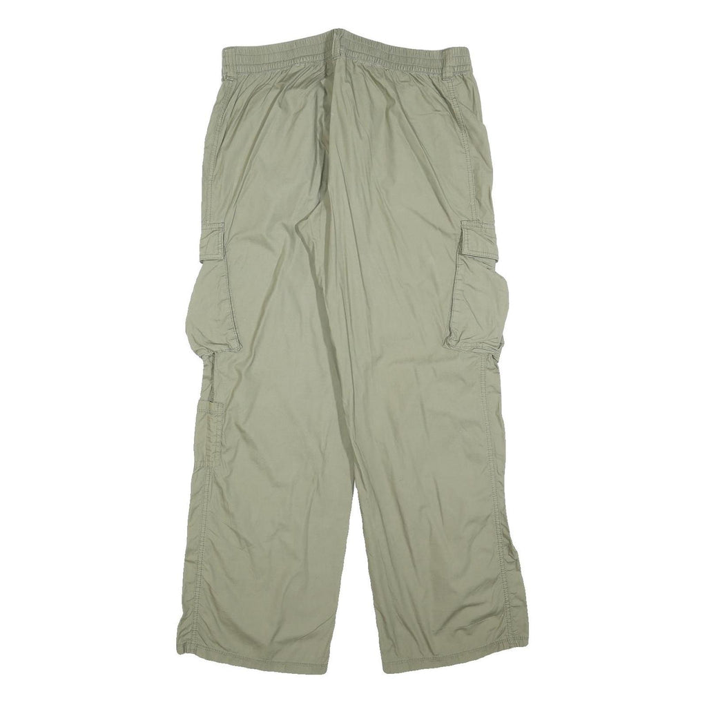 H&M Womens Relaxed Khaki Cargo Trousers W34 L32 Zip Pocket Casual Cotton Blend