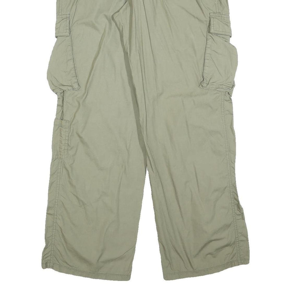 H&M Womens Relaxed Khaki Cargo Trousers W34 L32 Zip Pocket Casual Cotton Blend