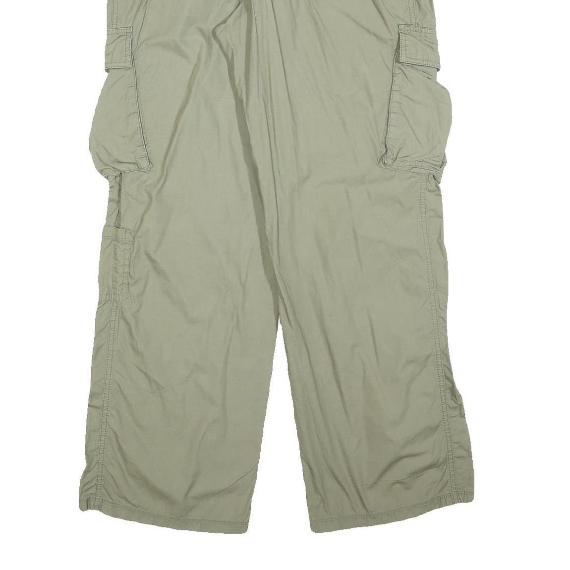 H&M Womens Relaxed Khaki Cargo Trousers W34 L32 Zip Pocket Casual Cotton Blend