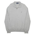 POLO RALPH LAUREN Mens Grey Pullover Plain Quarter Zip Basic Knit XL Jumper