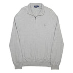 POLO RALPH LAUREN Mens Grey Pullover Plain Quarter Zip Basic Knit XL Jumper
