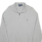 POLO RALPH LAUREN Mens Grey Pullover Plain Quarter Zip Basic Knit XL Jumper