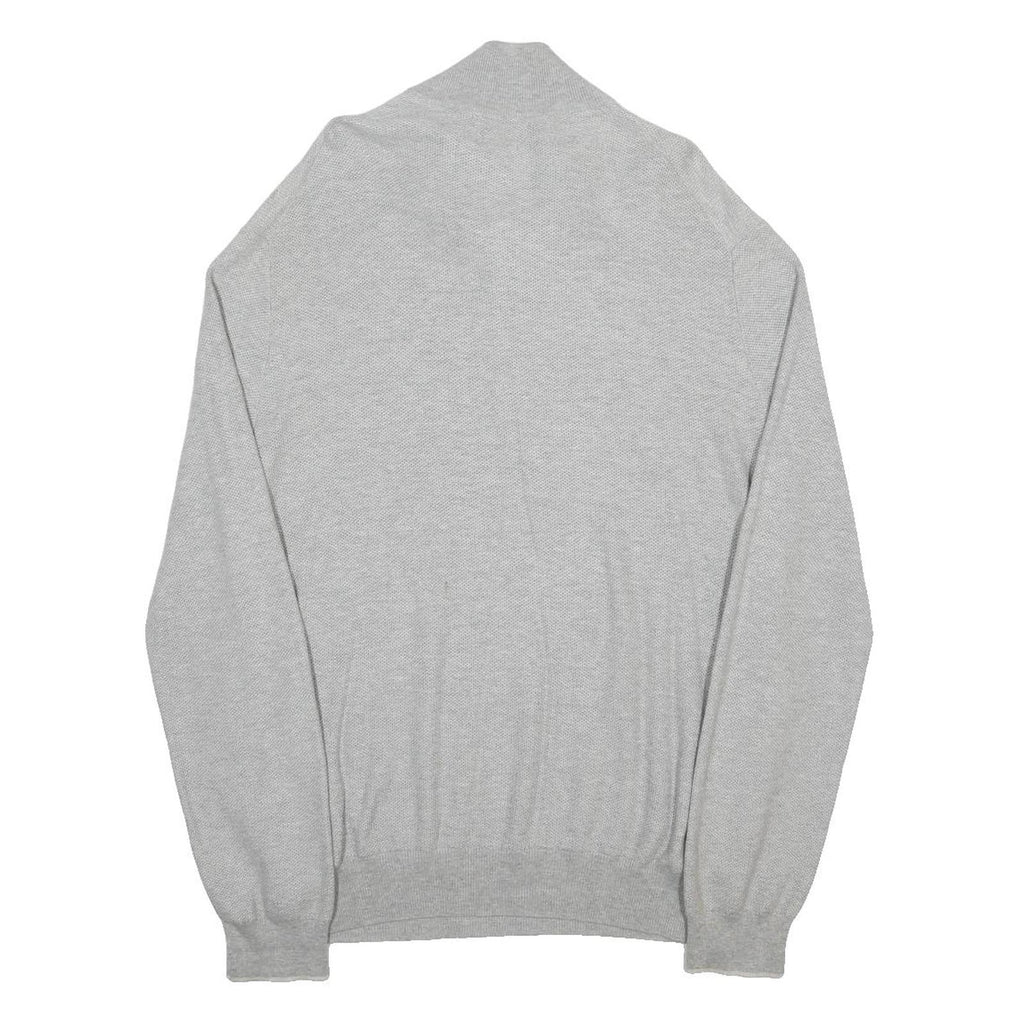 POLO RALPH LAUREN Mens Grey Pullover Plain Quarter Zip Basic Knit XL Jumper