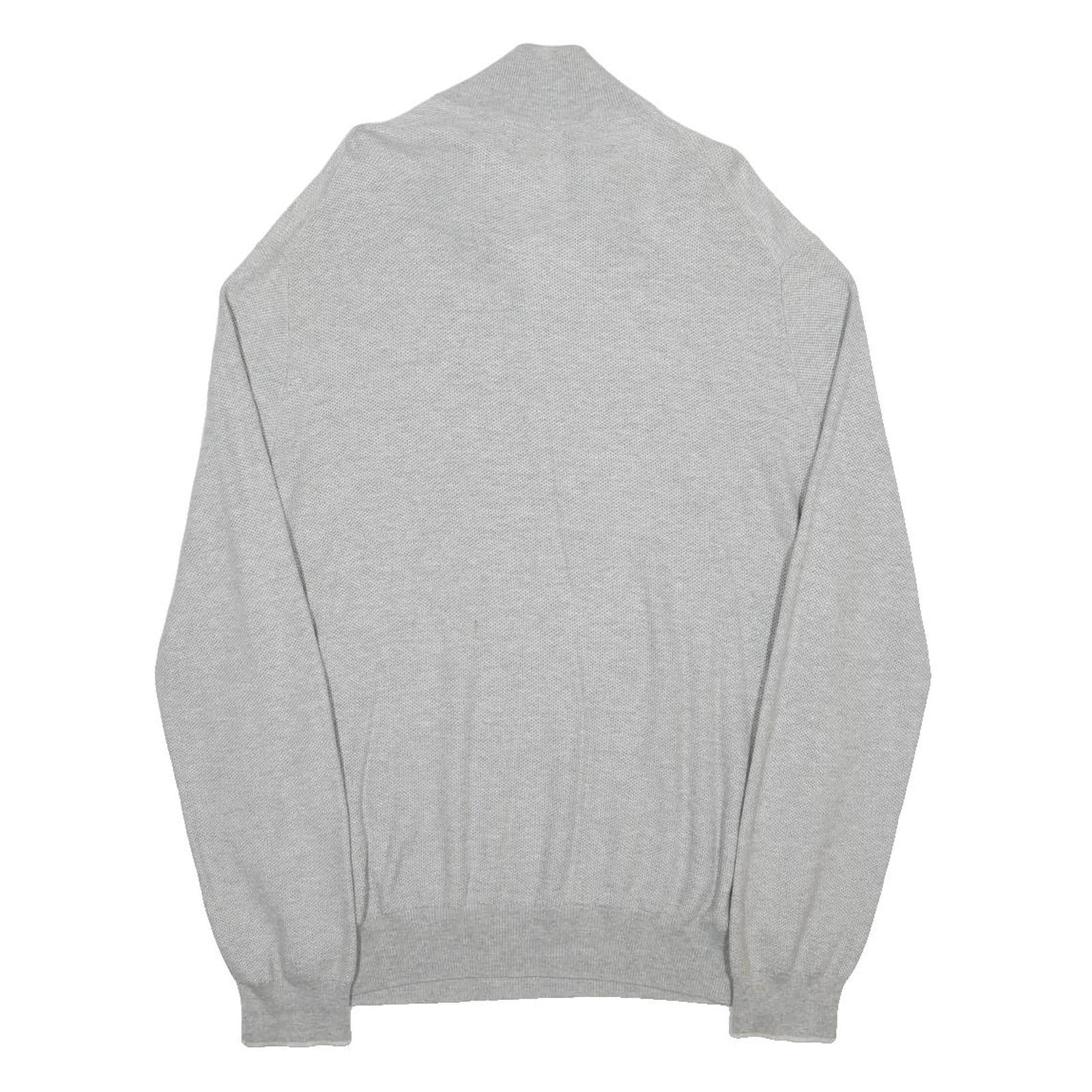 POLO RALPH LAUREN Mens Grey Pullover Plain Quarter Zip Basic Knit XL Jumper