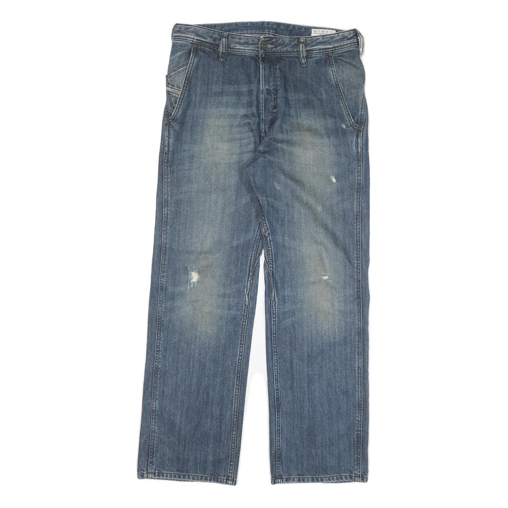DIESEL Mens Jeans Blue Regular Straight Denim Medium W30 L30 Classic Zip Pocket