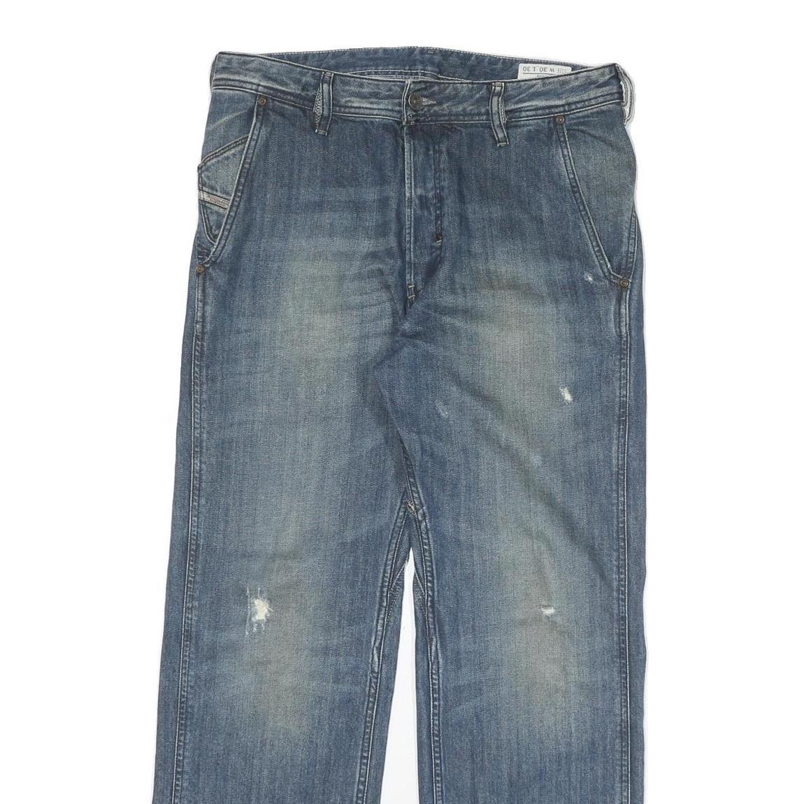 DIESEL Mens Jeans Blue Regular Straight Denim Medium W30 L30 Classic Zip Pocket