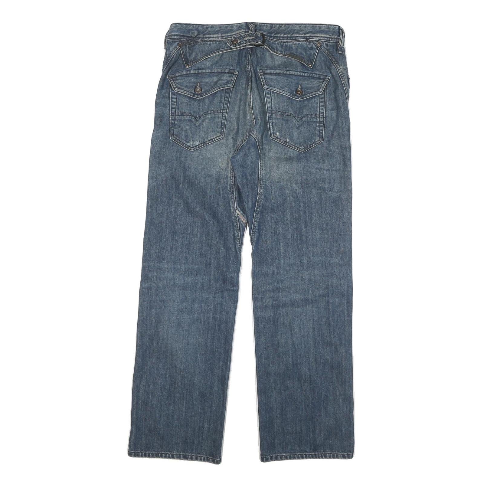 DIESEL Mens Jeans Blue Regular Straight Denim Medium W30 L30 Classic Zip Pocket
