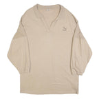 PUMA Womens Beige Cotton Blend Sweatshirt Collared XL Logo Casual Oversized