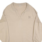 PUMA Womens Beige Cotton Blend Sweatshirt Collared XL Logo Casual Oversized