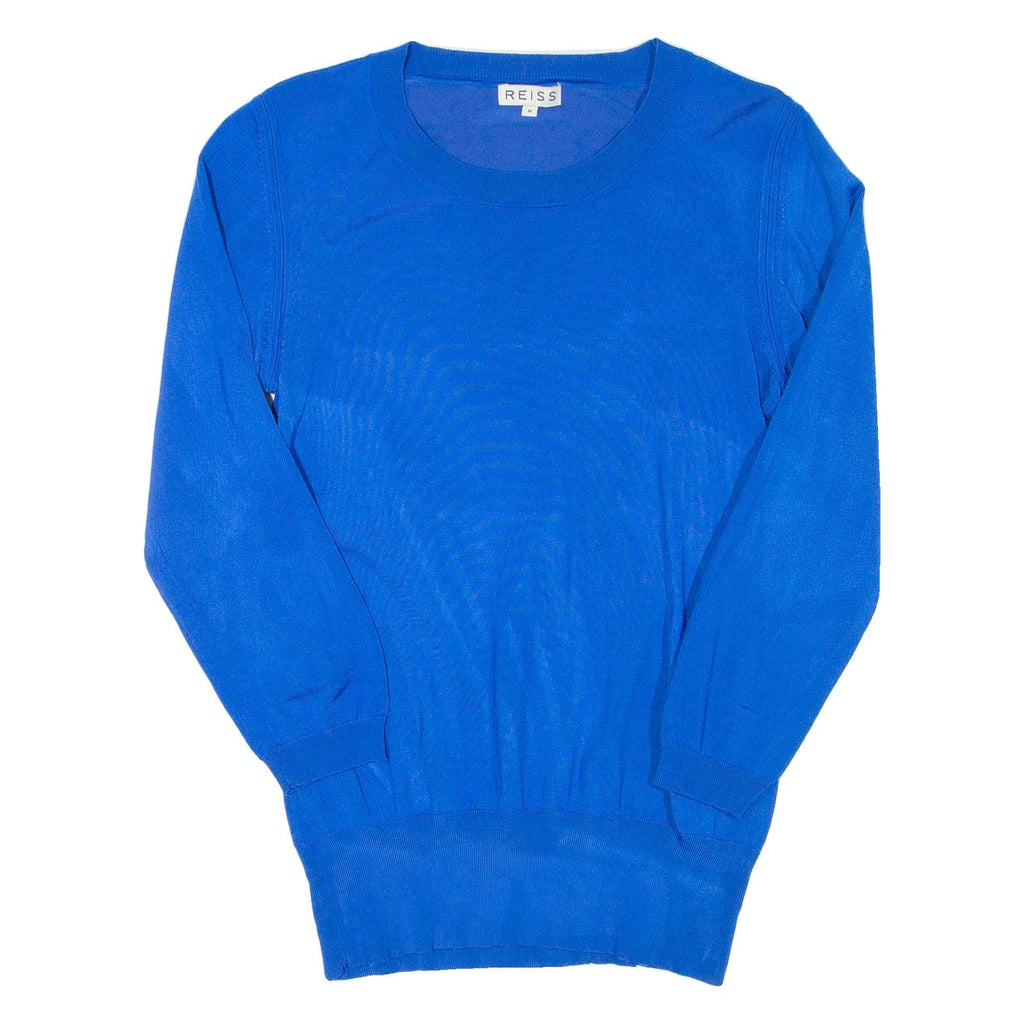REISS Womens Jumper Blue Tight Knit 3/4 Sleeve M
