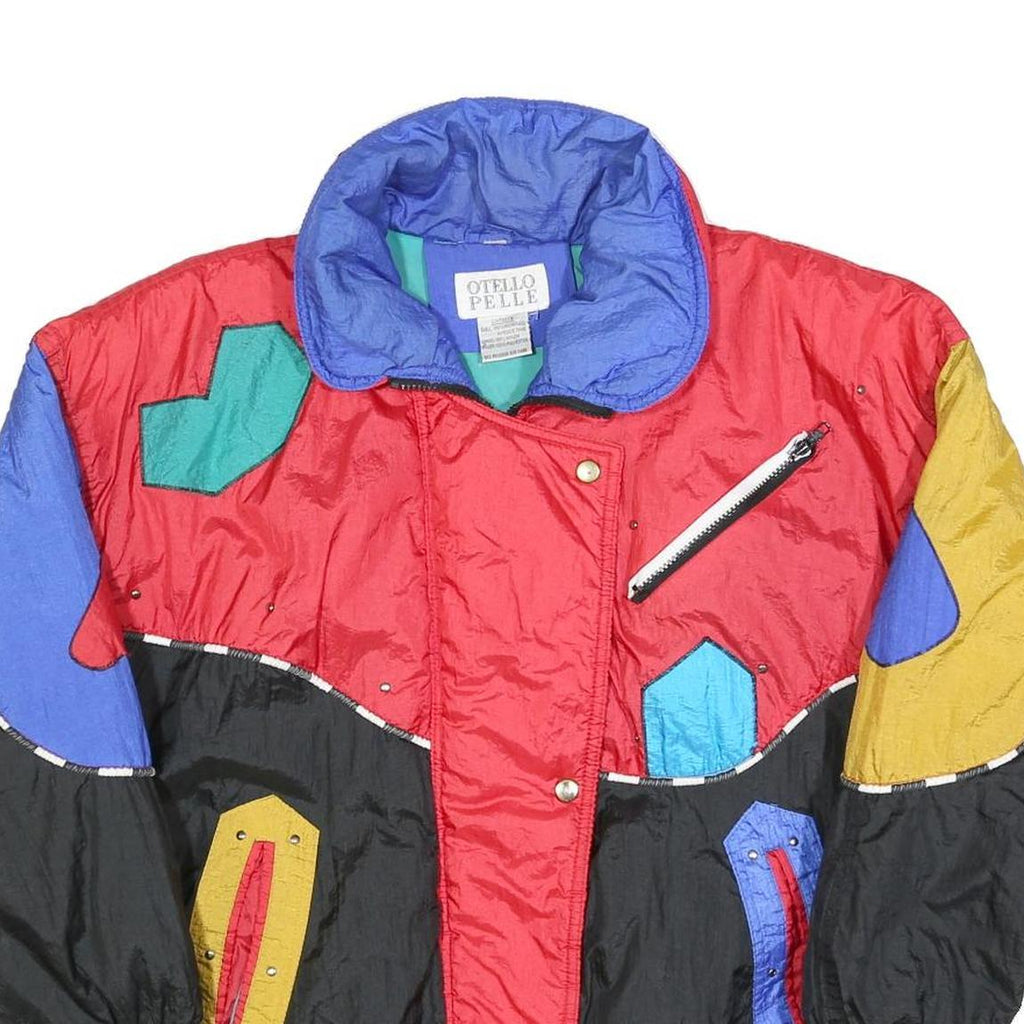 OTELLO PELLE Womens Red Black Multi Colourblock Zip Polyester Blend Jacket L