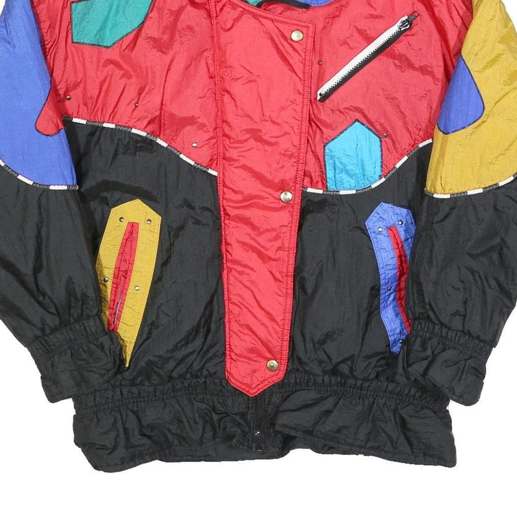 OTELLO PELLE Womens Red Black Multi Colourblock Zip Polyester Blend Jacket L