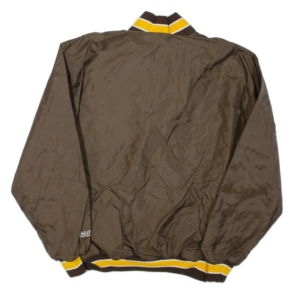 DE LONG Laguna Hills Baseball Mens Pullover Jacket Brown Nylon USA XL