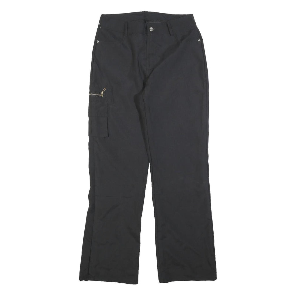 Womens Black Regular Fit Straight Leg Trousers W30 L30 Polyester Blend Zip