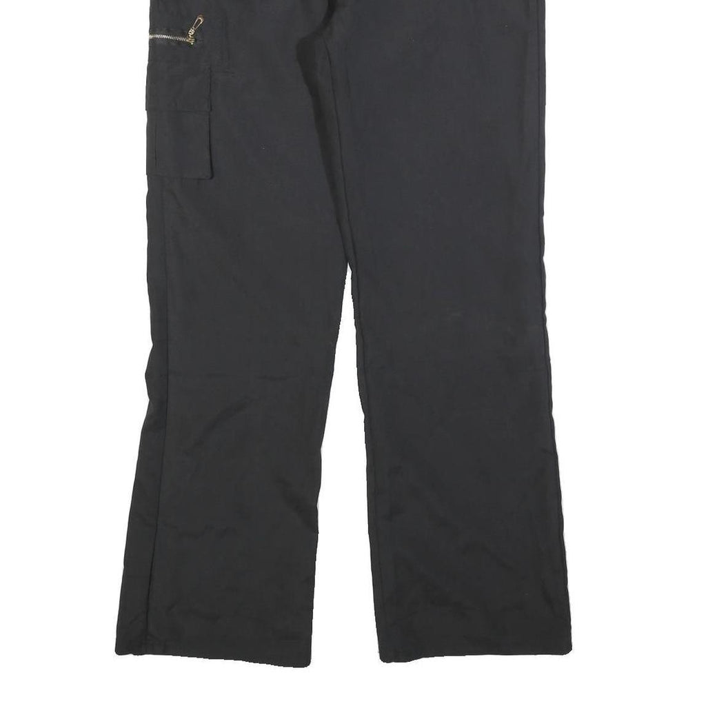 Womens Black Regular Fit Straight Leg Trousers W30 L30 Polyester Blend Zip