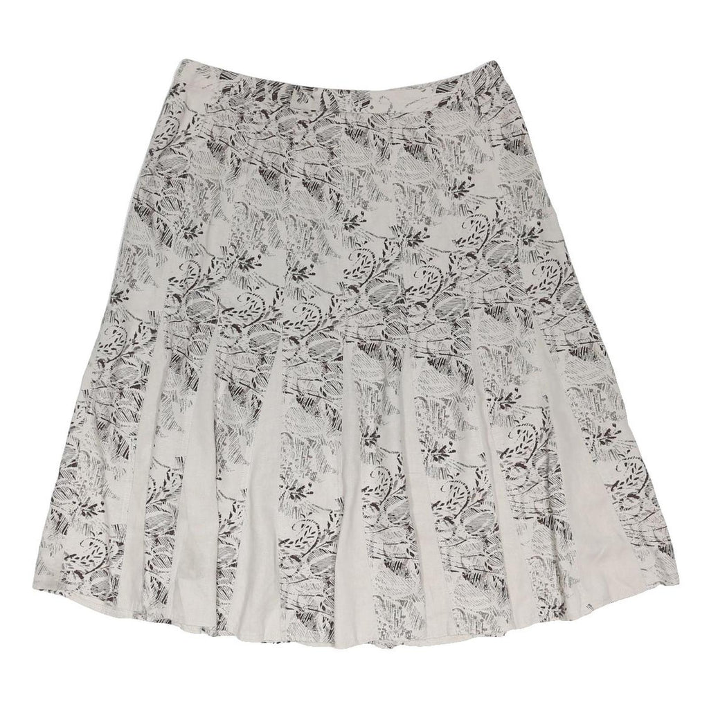 MAINE Womens Cream Printed Flare Knee Length Cotton Blend Skirt UK 14