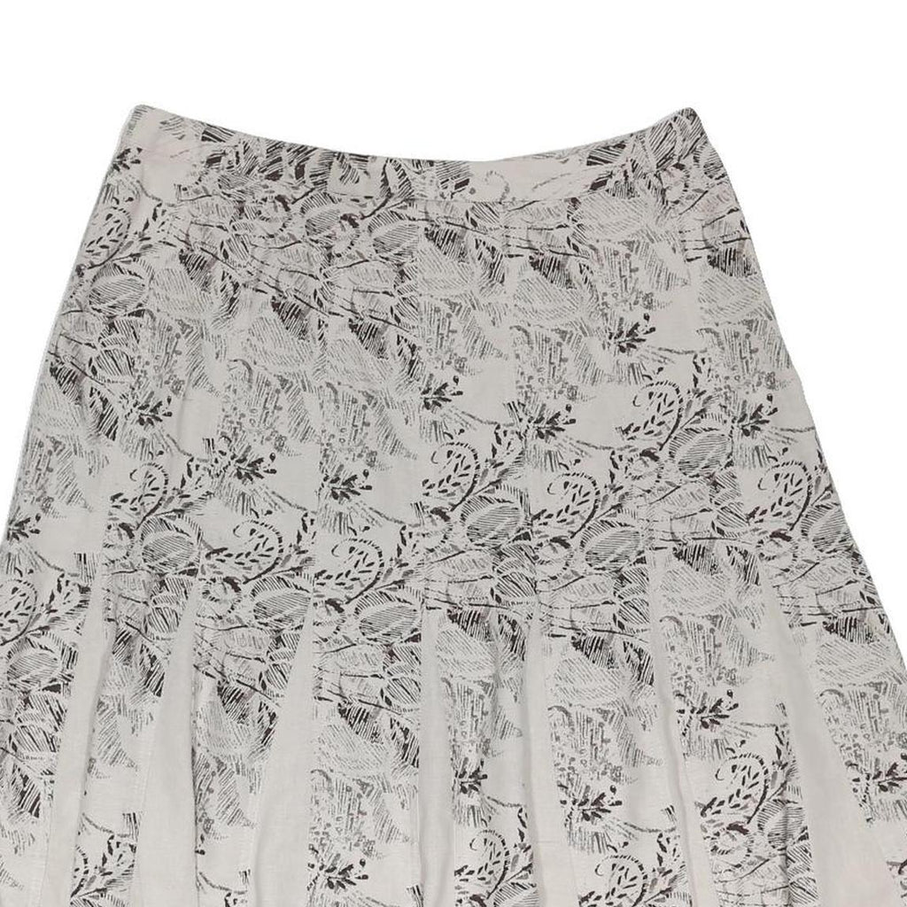 MAINE Womens Cream Printed Flare Knee Length Cotton Blend Skirt UK 14