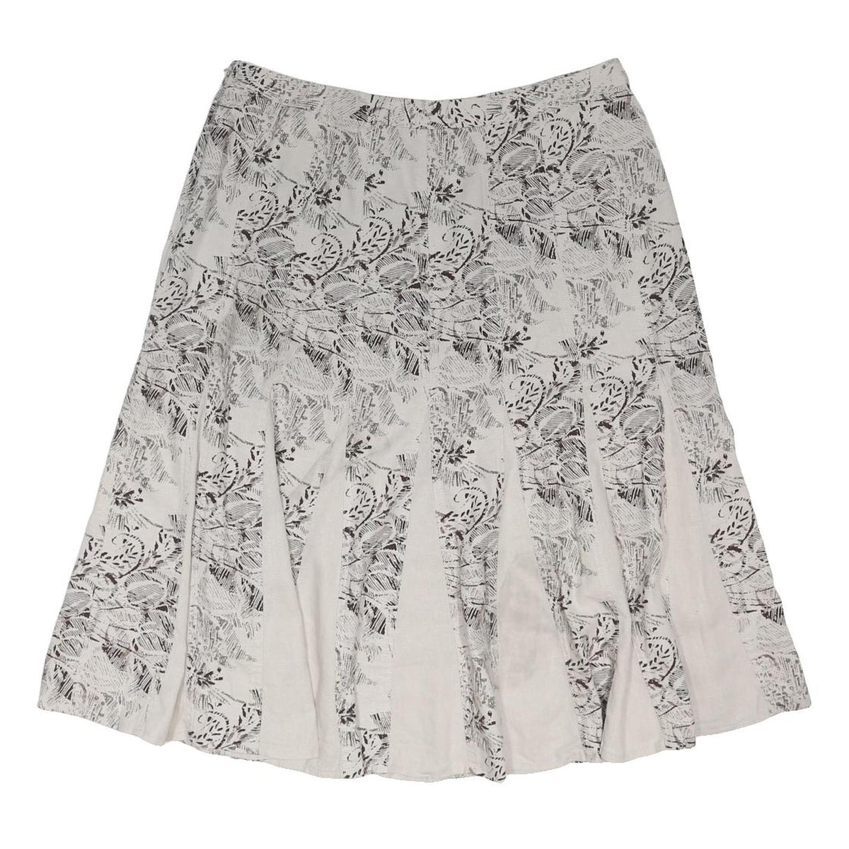 MAINE Womens Cream Printed Flare Knee Length Cotton Blend Skirt UK 14