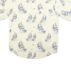 PURITAN Mens Yellow & Blue Patterned Casual Shirt S Cotton Summer Style