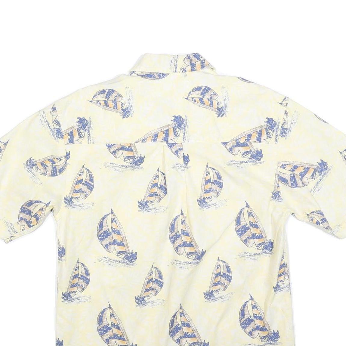PURITAN Mens Yellow & Blue Patterned Casual Shirt S Cotton Summer Style