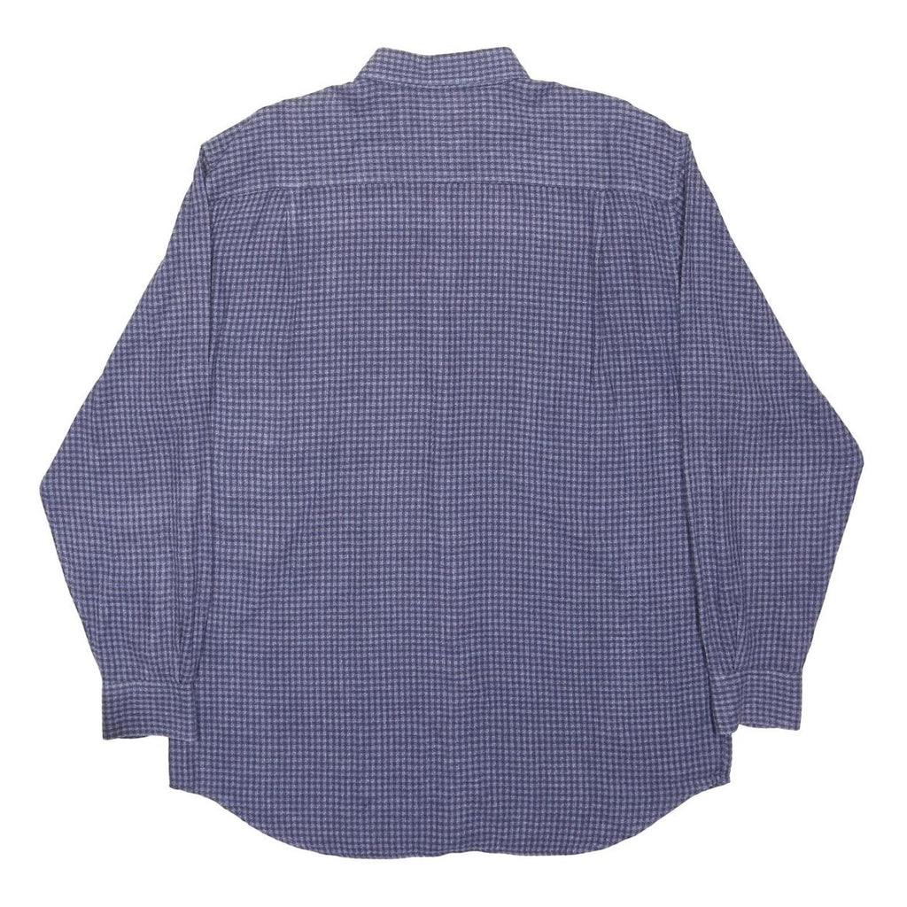 GUESS JEANS Mens Blue Check Shirt L Cotton Button Collar Long Sleeve Casual