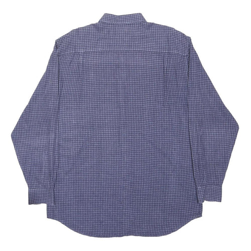 GUESS JEANS Mens Blue Check Shirt L Cotton Button Collar Long Sleeve Casual
