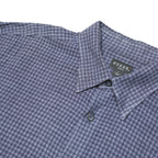 GUESS JEANS Mens Blue Check Shirt L Cotton Button Collar Long Sleeve Casual